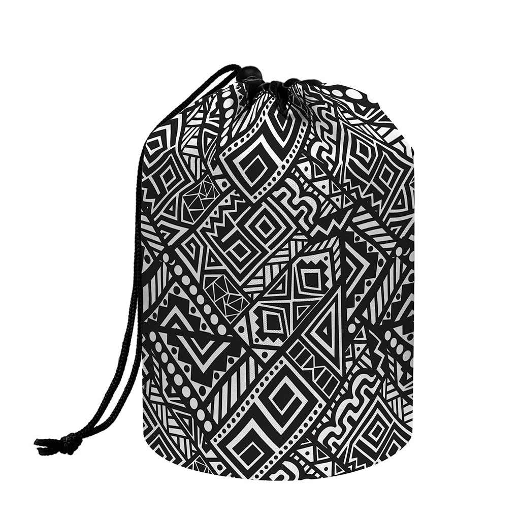 Black And White African Tribal Print Drawstring Makeup Bag