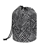 Black And White African Tribal Print Drawstring Makeup Bag