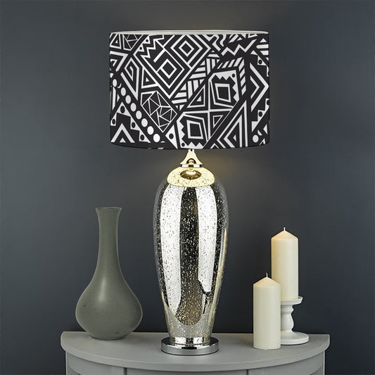 Black And White African Tribal Print Drum Lamp Shade