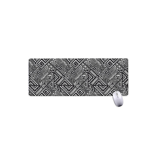 Black And White African Tribal Print Extended Mouse Pad