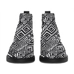 Black And White African Tribal Print Flat Ankle Boots