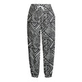 Black And White African Tribal Print Fleece Lined Knit Pants