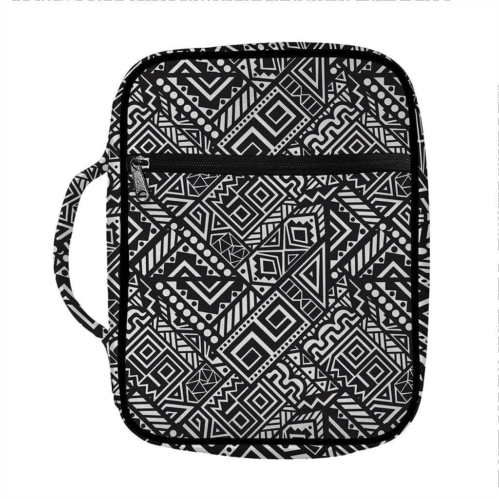 Black And White African Tribal Print Front Pocket Bible Bag