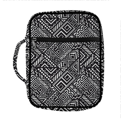 Black And White African Tribal Print Front Pocket Bible Bag