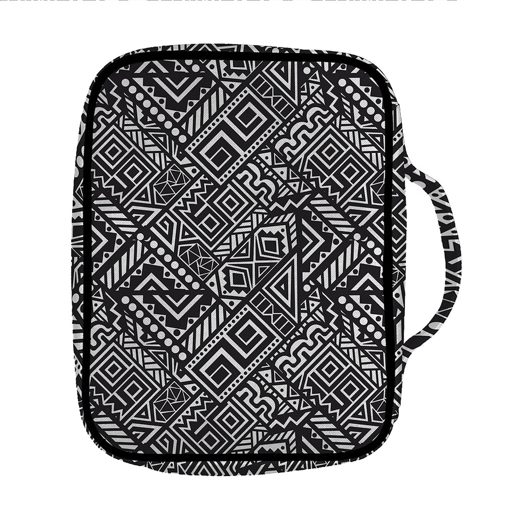 Black And White African Tribal Print Front Pocket Bible Bag