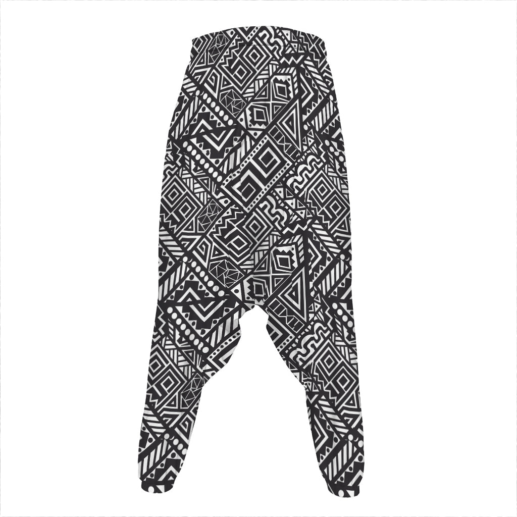 Black And White African Tribal Print Hammer Pants