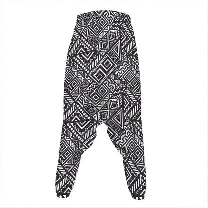 Black And White African Tribal Print Hammer Pants