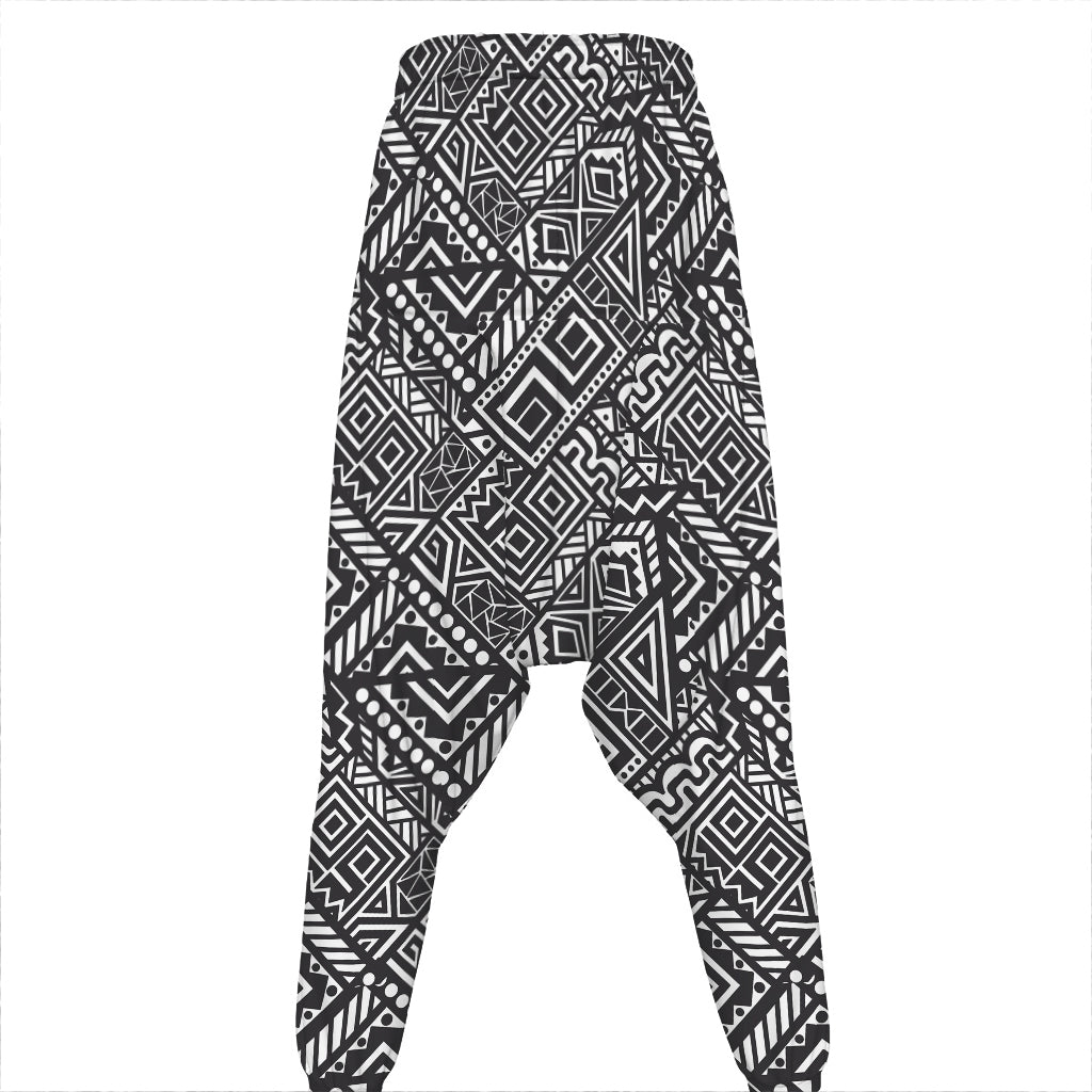 Black And White African Tribal Print Hammer Pants