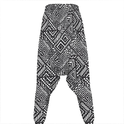 Black And White African Tribal Print Hammer Pants