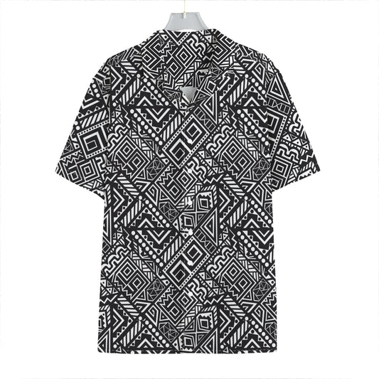 Black And White African Tribal Print Hawaiian Shirt