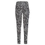 Black And White African Tribal Print High-Waisted Pocket Leggings