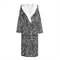 Black And White African Tribal Print Hooded Bathrobe