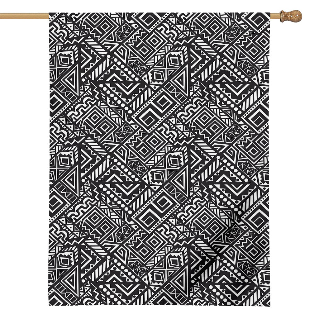 Black And White African Tribal Print House Flag