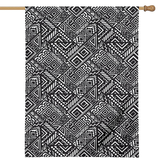 Black And White African Tribal Print House Flag