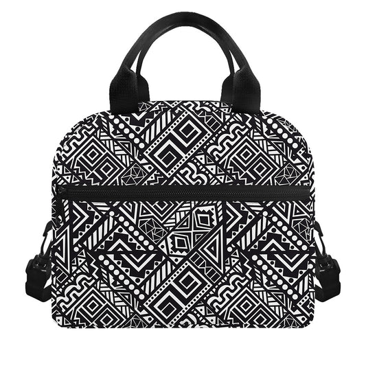 Black And White African Tribal Print Insulated Lunch Bag
