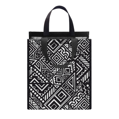 Black And White African Tribal Print Insulated Lunch Tote