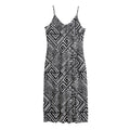 Black And White African Tribal Print Jersey Midi Cami Dress