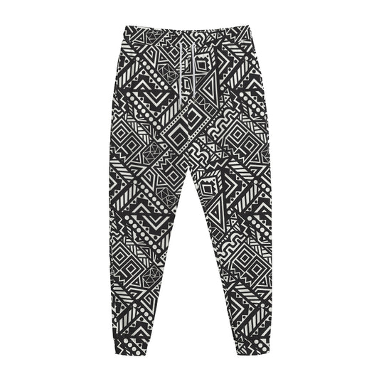 Black And White African Tribal Print Jogger Pants