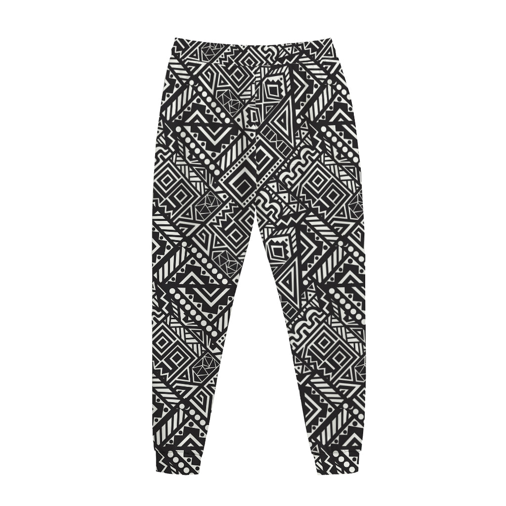 Black And White African Tribal Print Jogger Pants