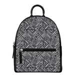 Black And White African Tribal Print Leather Backpack