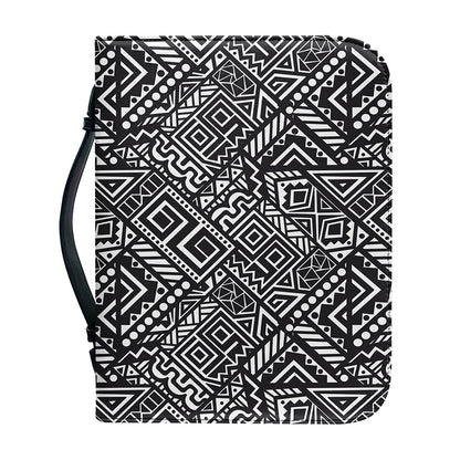 Black And White African Tribal Print Leather Bible Cover