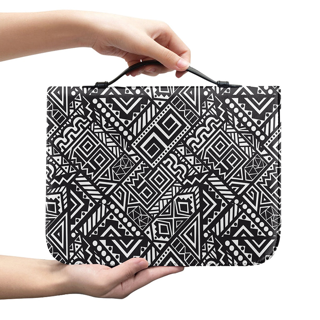 Black And White African Tribal Print Leather Bible Cover