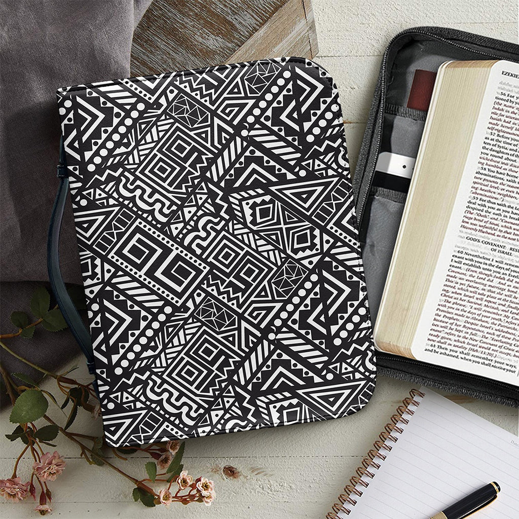 Black And White African Tribal Print Leather Bible Cover