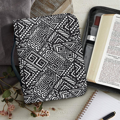 Black And White African Tribal Print Leather Bible Cover
