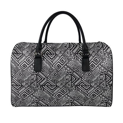 Black And White African Tribal Print Leather Duffle Bag