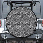 Black And White African Tribal Print Leather Spare Tire Cover