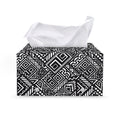 Black And White African Tribal Print Leather Tissue Box Cover