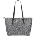 Black And White African Tribal Print Leather Tote Bag With Zipper
