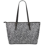 Black And White African Tribal Print Leather Tote Bag