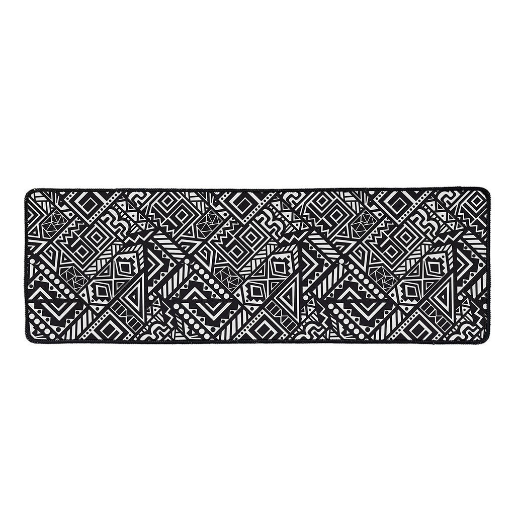 Black And White African Tribal Print Long Kitchen Mat