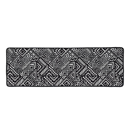 Black And White African Tribal Print Long Kitchen Mat
