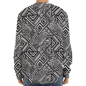 Black And White African Tribal Print Long Sleeve Baseball Jersey