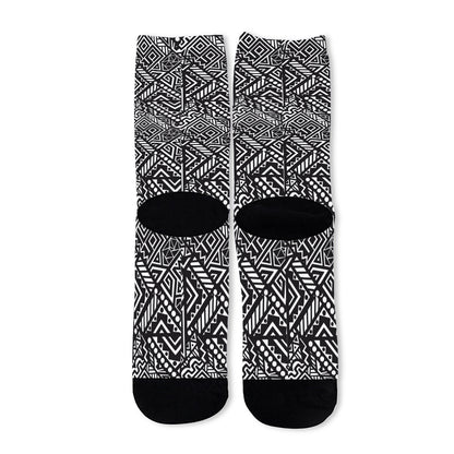 Black And White African Tribal Print Long Socks