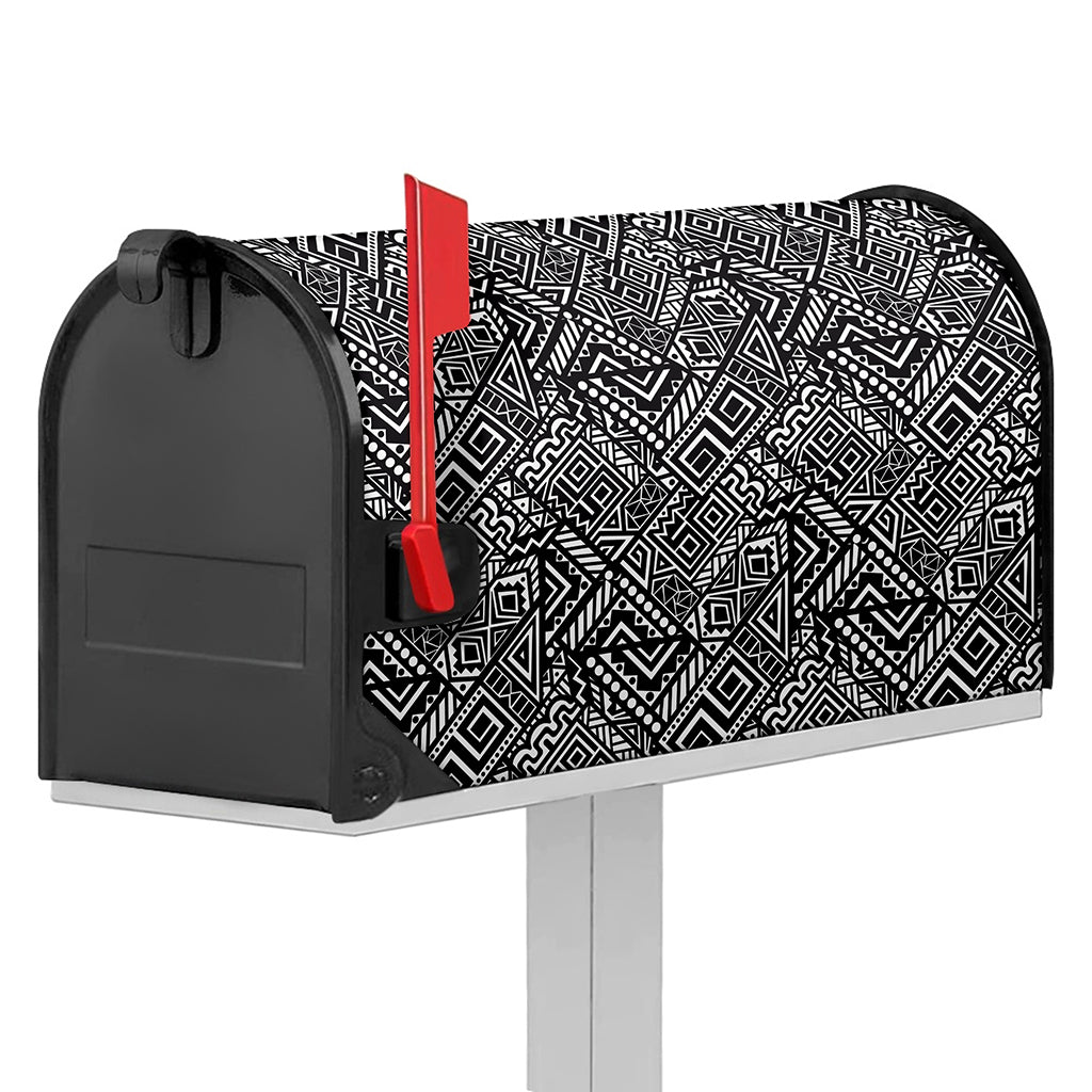 Black And White African Tribal Print Mailbox Cover