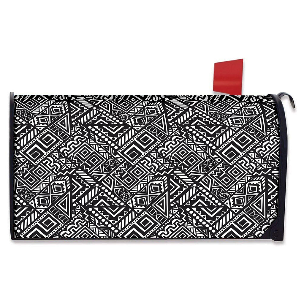 Black And White African Tribal Print Mailbox Cover