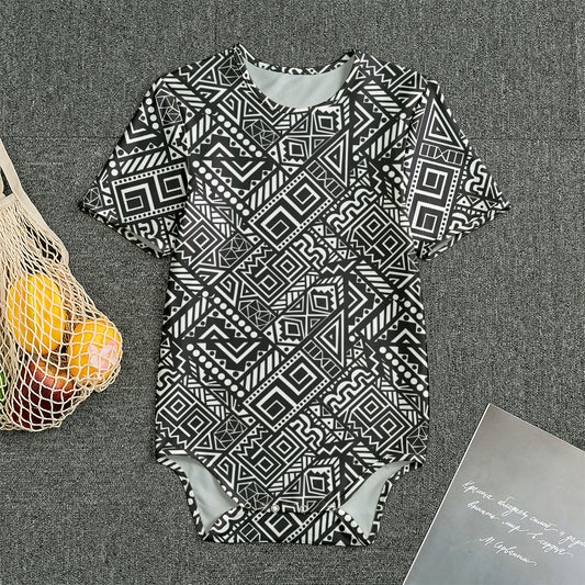 Black And White African Tribal Print Men's Bodysuit