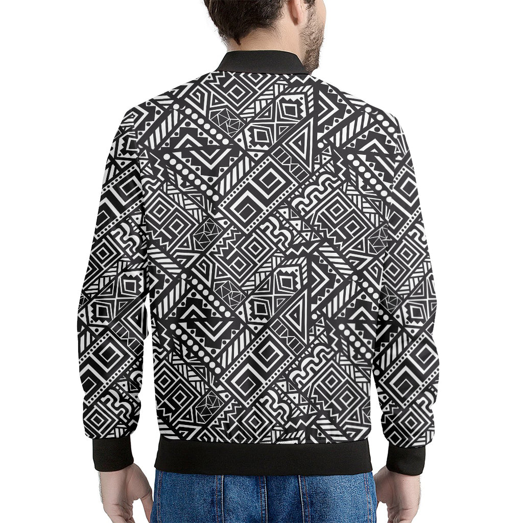 Black And White African Tribal Print Men's Bomber Jacket