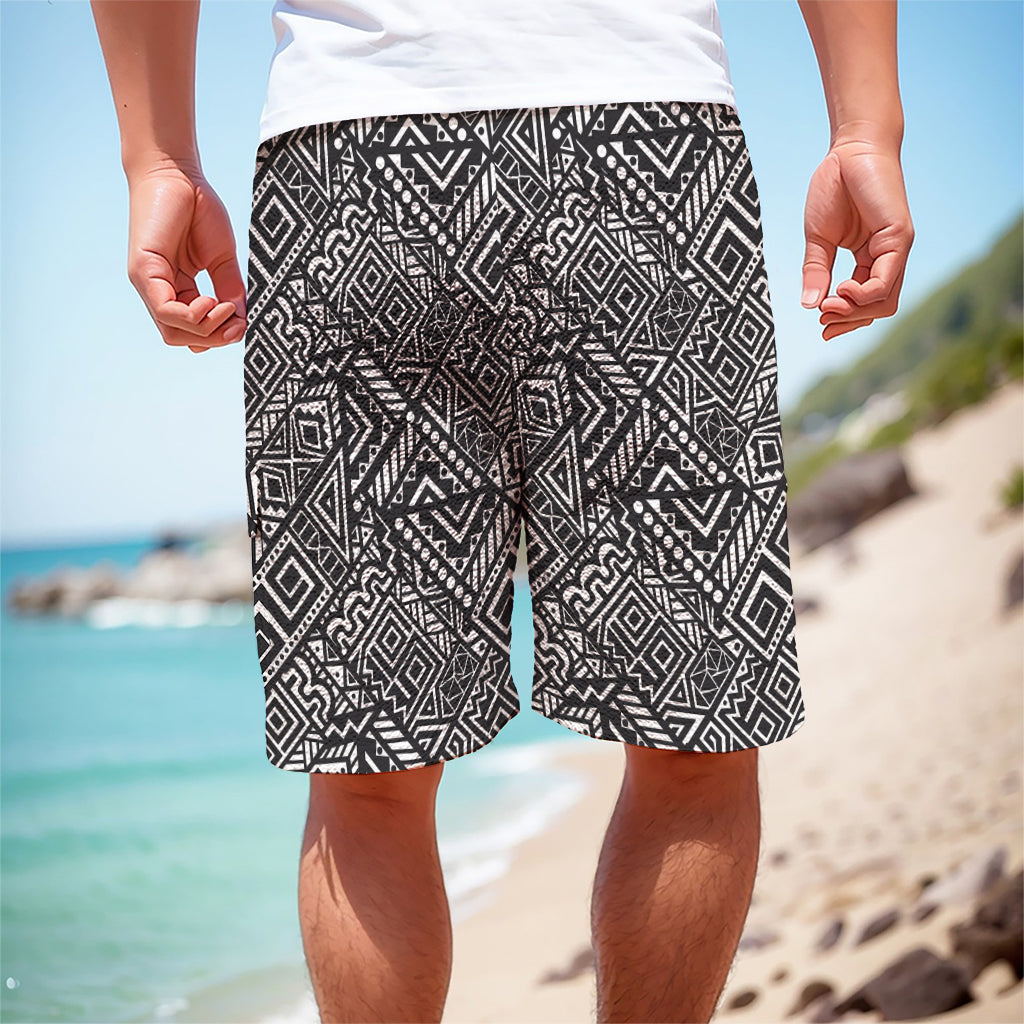 Black And White African Tribal Print Men's Cargo Shorts