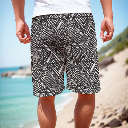 Black And White African Tribal Print Men's Cargo Shorts