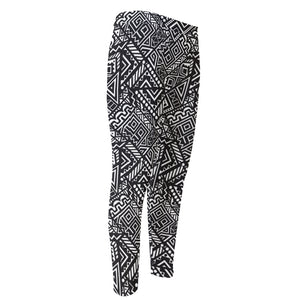 Black And White African Tribal Print Men's Compression Pants