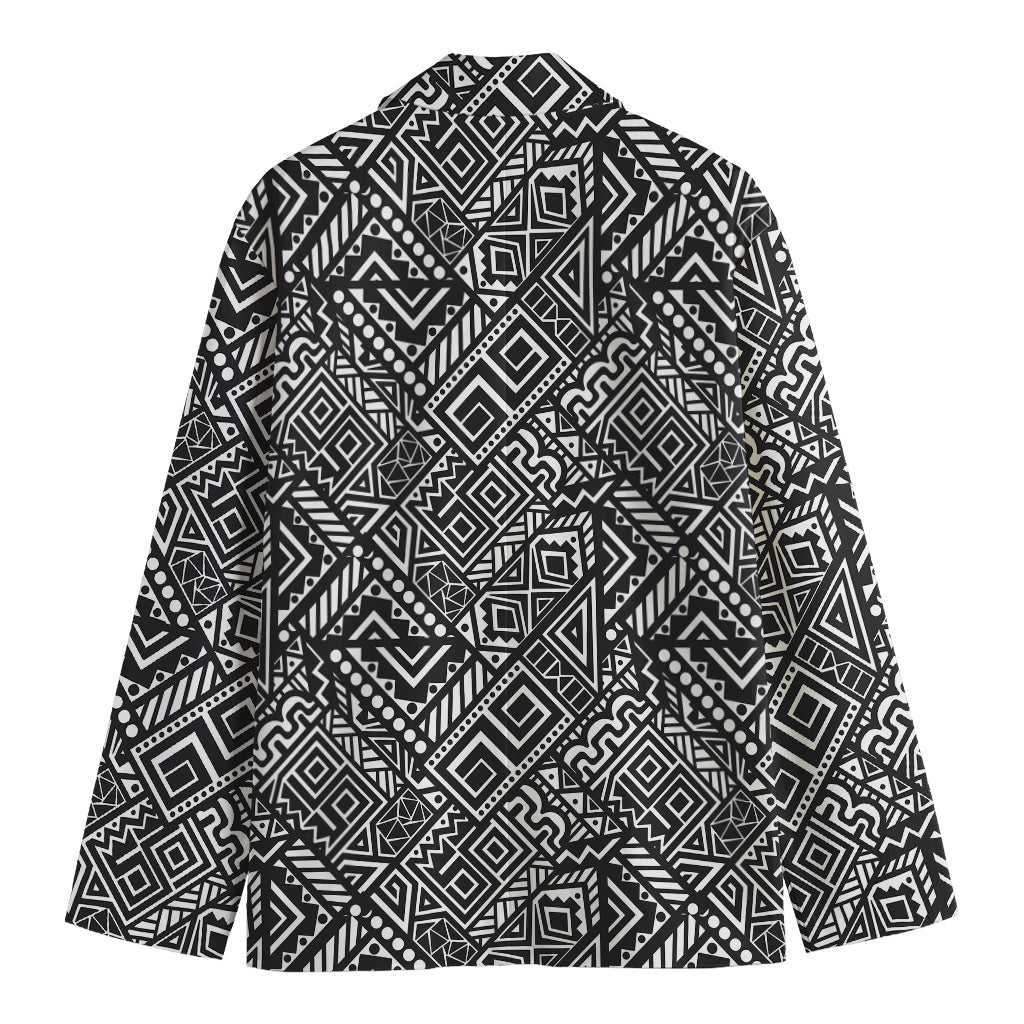 Black And White African Tribal Print Men's Cotton Blazer