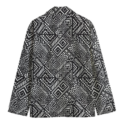 Black And White African Tribal Print Men's Cotton Blazer