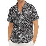 Black And White African Tribal Print Men's Deep V-Neck Shirt
