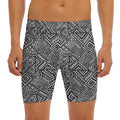 Black And White African Tribal Print Men's Long Boxer Briefs