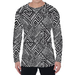 Black And White African Tribal Print Men's Long Sleeve T-Shirt