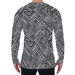Black And White African Tribal Print Men's Long Sleeve T-Shirt